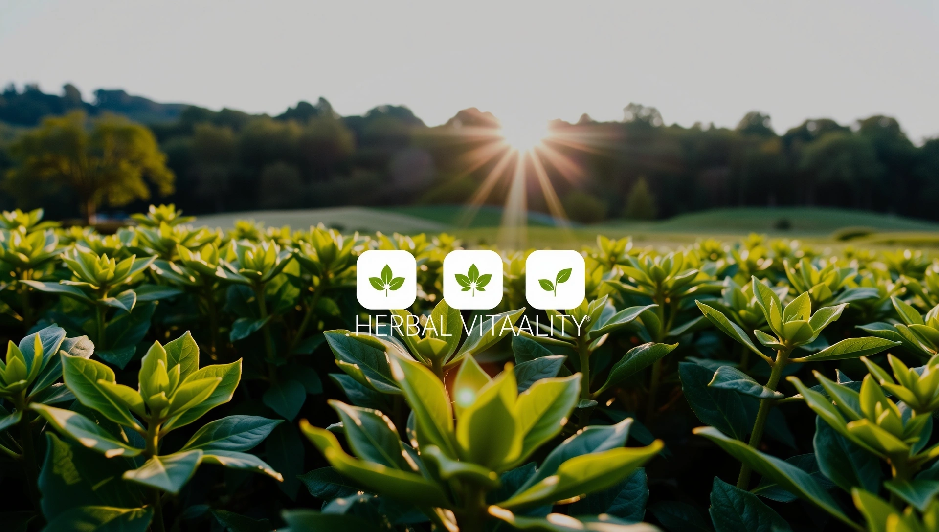 Lush natural landscape with vibrant green plants and soft sunlight, symbolizing natural vitality and purity.