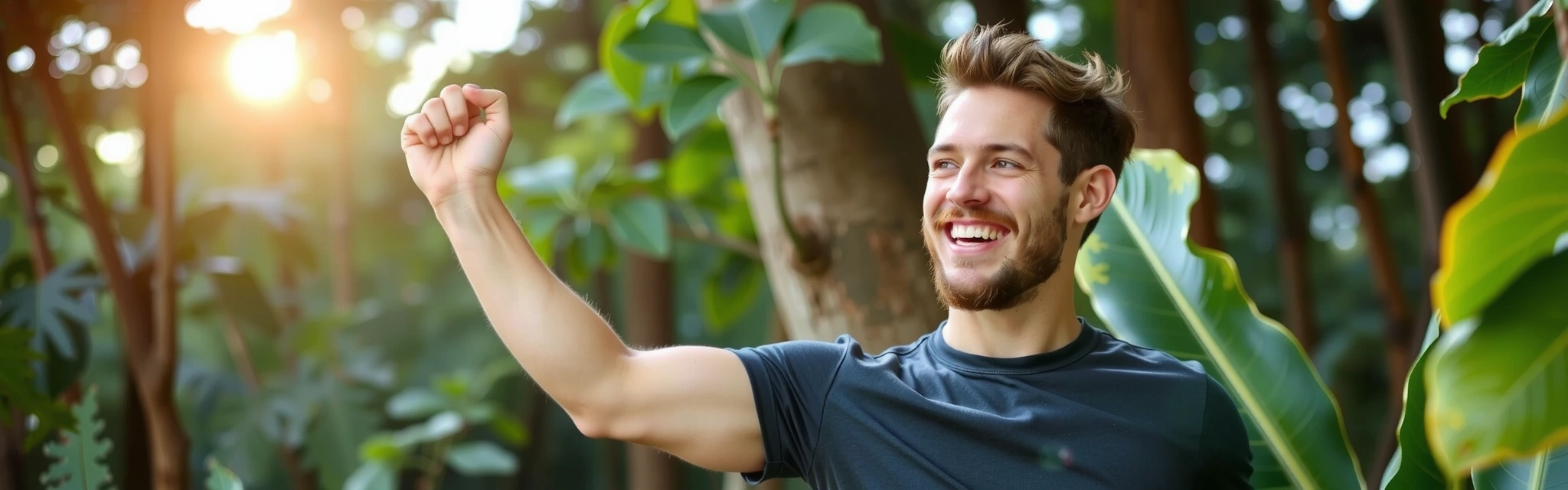 Dynamic image representing male vitality and health with natural elements